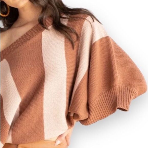 Trina Turk Horizon Bold Stripe Boatneck Dolman Sleeve Ribbed Trim Sweater - Picture 8 of 16